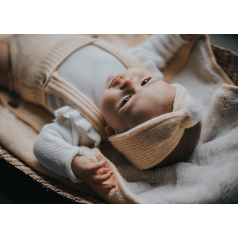 Fita com pompom em malha de lã - chuvadeamor