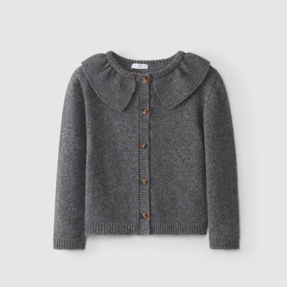 Casaco tricotado com caxemira gola folho - chuvadeamor