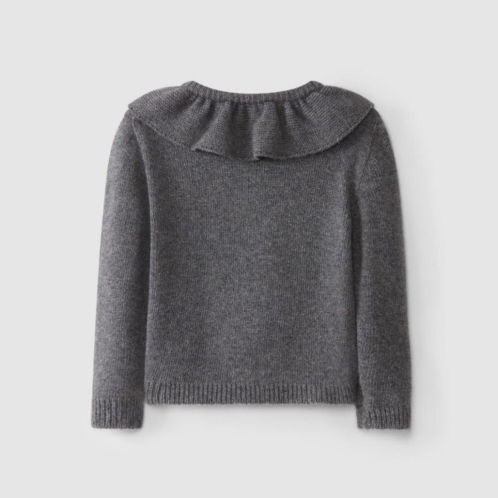 Casaco tricotado com caxemira gola folho - Laranjinha