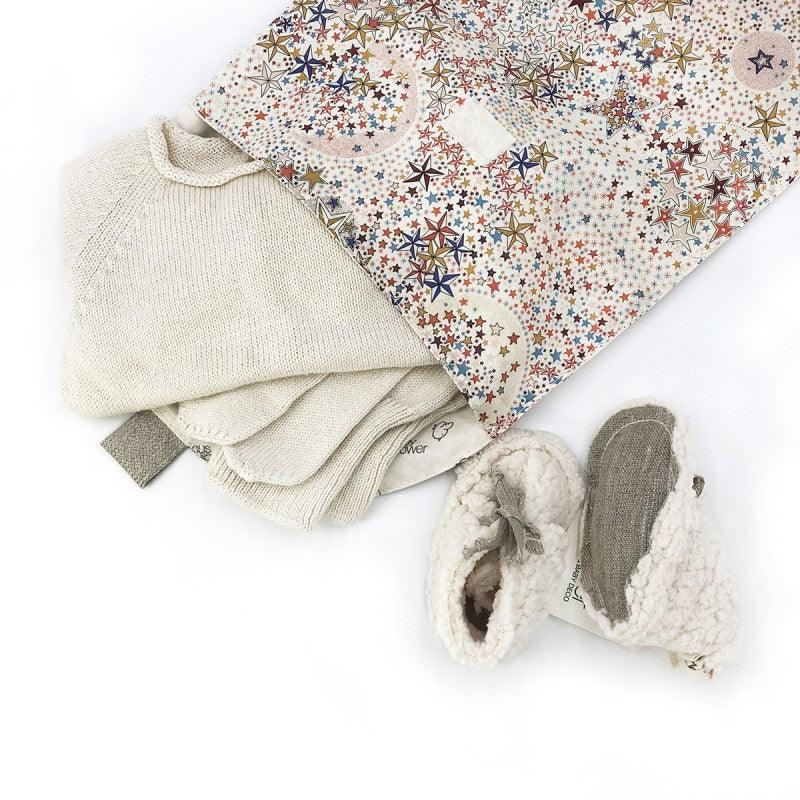 Bolsa em algodão da primeira roupinha - BabyShower