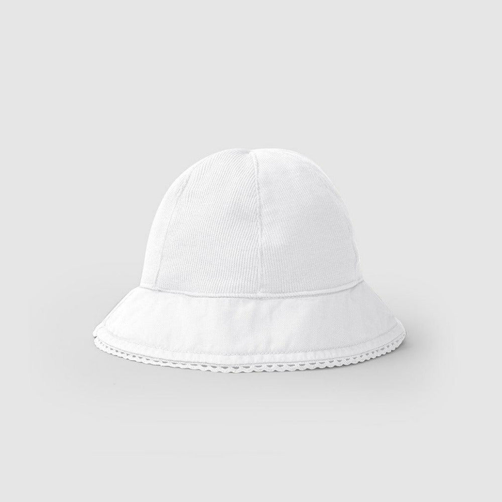 Chapéu tecido e malha canelada com renda - chuvadeamor