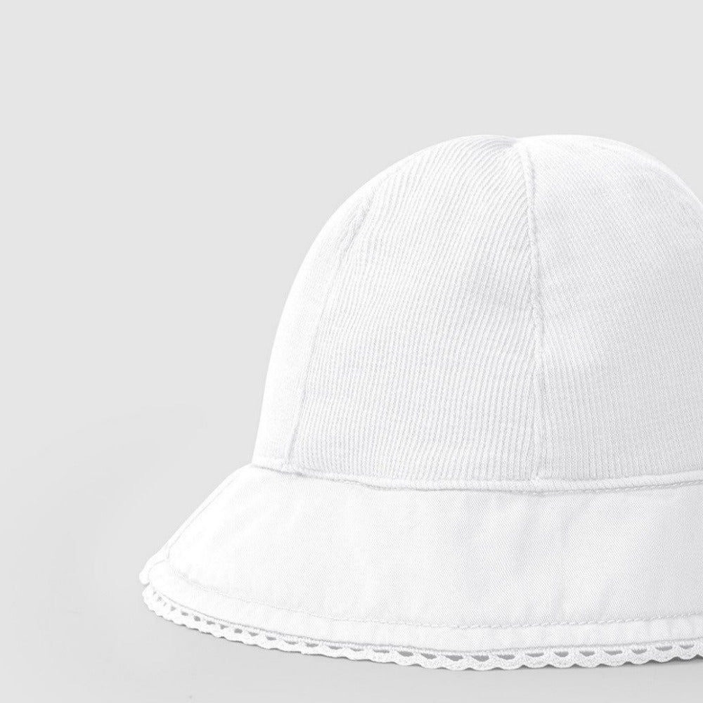 Chapéu tecido e malha canelada com renda - Laranjinha